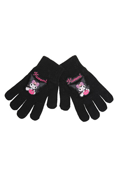 Zumzeria Black Gloves with 3D Kuromi Patch for Kids 6-10 Years - 1 Pair