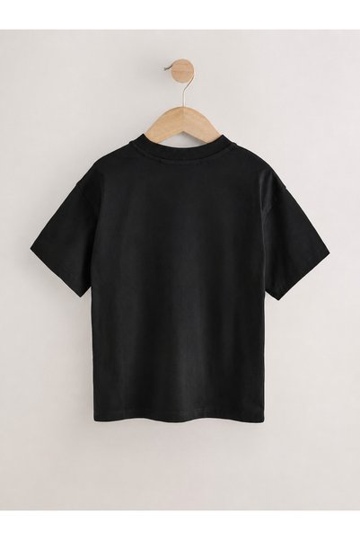 Little Aden Boy's Bluey Printed 100% Cotton Oversize Summer Black T-Shirt
