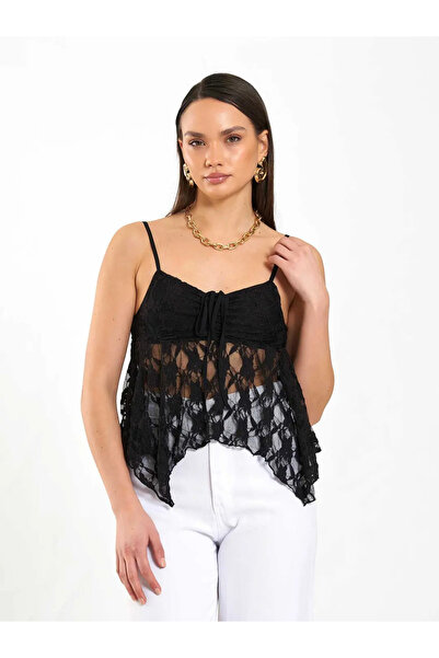 Caddebostan Moda Women's Thin Straps, Gathered Front, Ruched, Asymmetrical Cu...