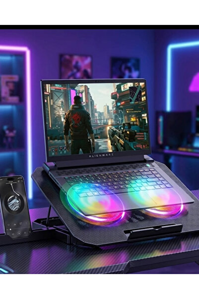 ZERO LAND LVSQVR RGB Işıklı Laptop Soğutucu Stand Çift Fanlı Sessiz (231734) ...