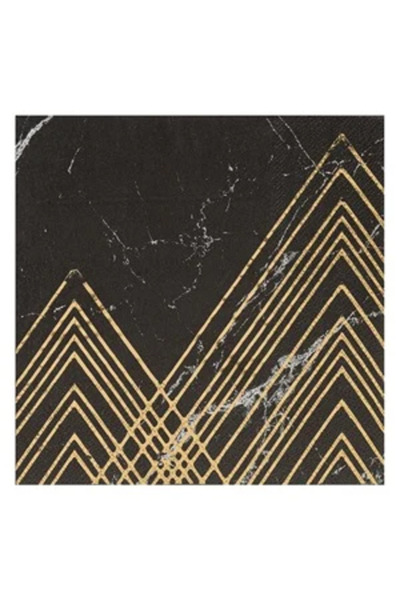 Zumzeria Black Marble 2-Ply Table Napkins with Golden Foil 33x33cm - 12pcs