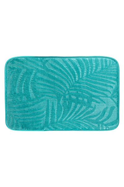 OEM Covoraș de baie turcoaz cu model de frunze în relief 59x38cm