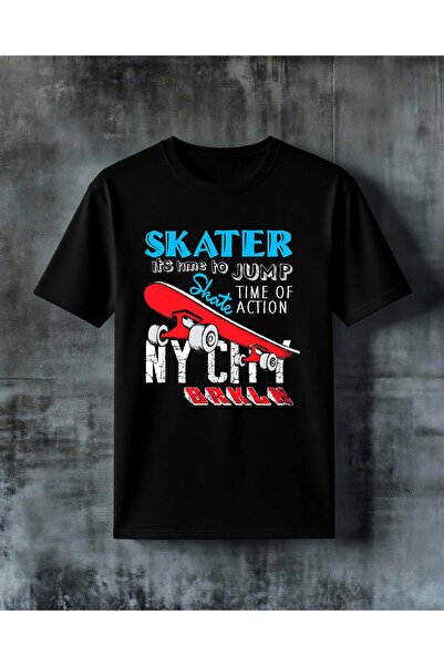 COMVİCHO Skater Skateboard Printed Oversize T-Shirt