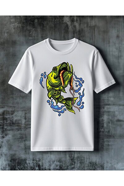 COMVİCHO Balik Canli Deniz Kotu Printed Oversize T-Shirt