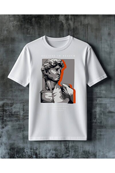 COMVİCHO Sculpture Art Printed Oversize T-Shirt