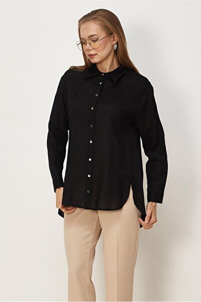 Alvina Shirt Collar Linen Tunic 46581