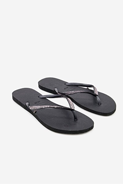 Havaianas شبشب نحيف للفتيات، أسود