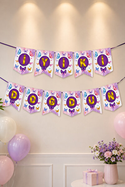 Baloncu Nene Banner cu tematică fluture „La mulți ani” pentru petrecere de an...