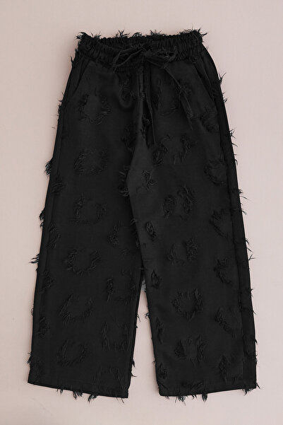 Fulla Moda Girls' Palazzo Trousers with Tassels and Elastic Waist