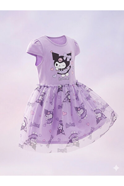 Neva Baby Boutique Kuromi Baskılı Mor Kısa Kollu Kız Çocuk Tüllü Tütü Elbise ...