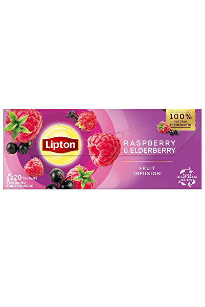 Lipton Raspberry and Elderberry Fruit Tea, 20 sachets/box