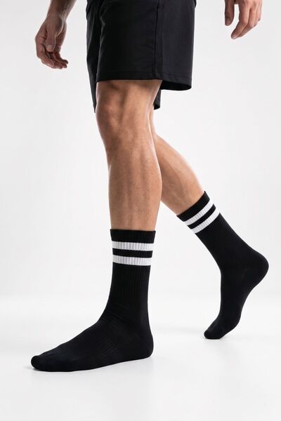 EymenSocks 3-Piece Economical Long Comfortable Ribbed College Tennis Socks - ...