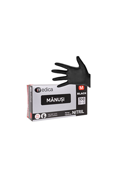 MEDICA Set of 100 Nitrile Gloves, black, size M-Oti