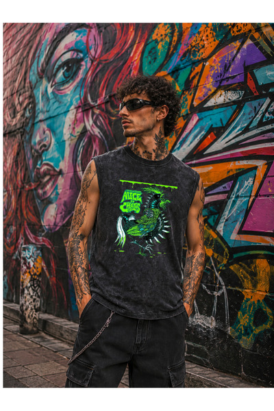 FREAK T-SHIRT تي شيرت أليس إن تشينز جرانج فينتاج قابل للغسل بدون أكمام مطبوع ...
