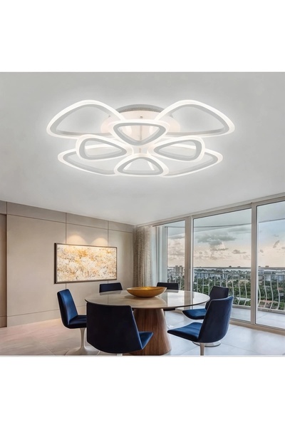 Elektroyou MS39005-4+4 Modern 3 Renk Ledli Mimari Tasarım Beyaz Plafonyer Lük...