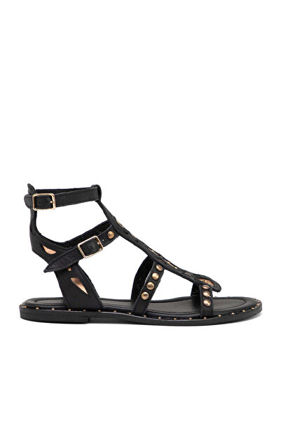 Tergan Siyah Hakiki Deri Kadın Sandalet - K25Y1SN68074-A23