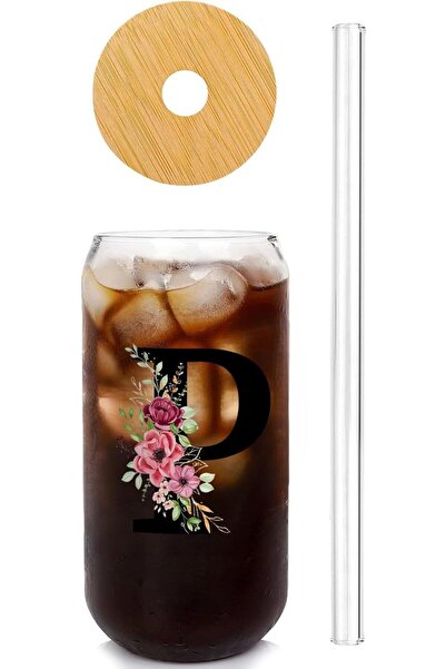 NASAQ Glass Tumbler with Lids and Straws, Uv Lettering Design, 20 oz Iced Cof...