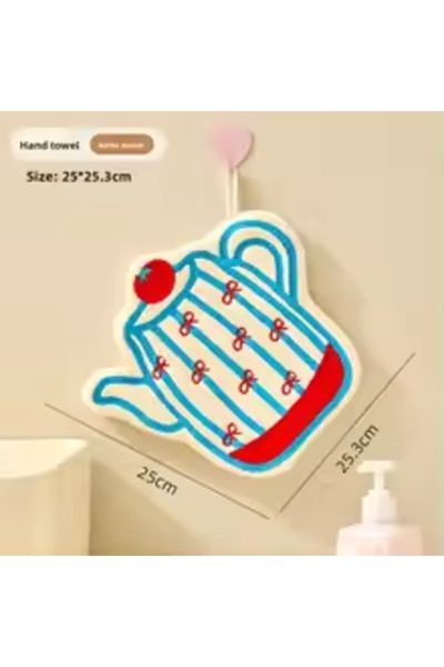 Choice Cyan Multi-functional water-absorbent coral velvet hand towel, hanging...