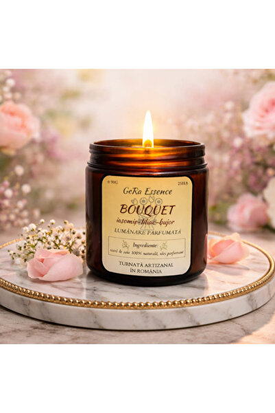 GeRa Essence Lumanare parfumata din soia, Bouquet - Iasomie, Liliac, Bujor, Z...