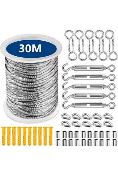 Choice 30M Cable Set 15/30m Heavy Duty Garden Wire Cable Stainless Steel Cabl...