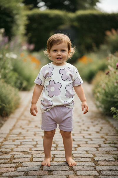 BİANCOFİGLİO Girl's Short-Sleeved Shorts Set