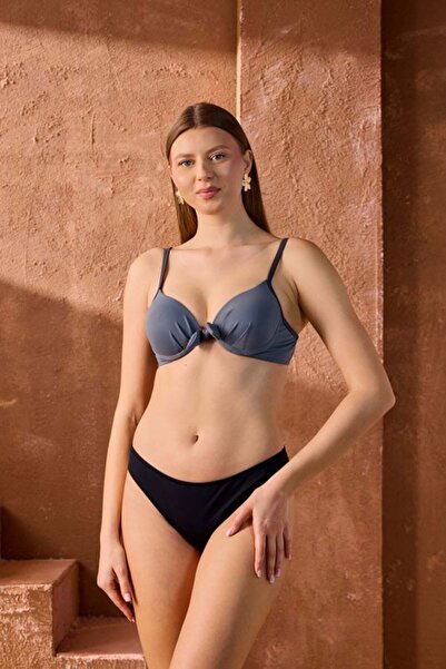 Starinci Mayo Kaplı Destekli Bikini Üstü Balenli Antrasit