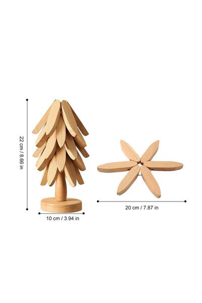 Choice 10 cm 5pc with a base Wooden Placemat Tree Trivet Non-Slip Heat Insula...