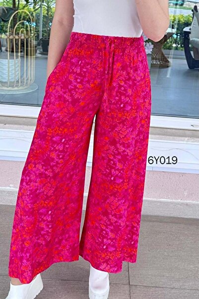 İnce Topuk Pocketed Casual Viscose Pants 6Y019