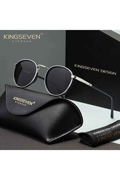 Choice4 Silvery Gray KINGSEVEN Causal Round Frame Sunglasses Fashion Men Pola...