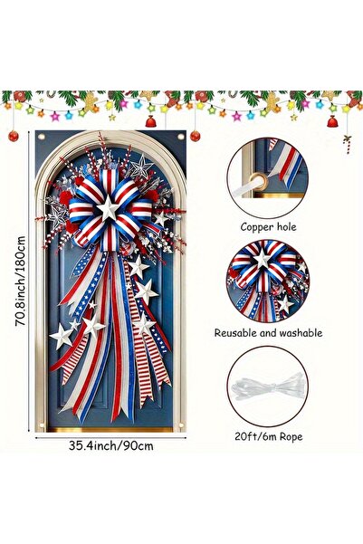 Choice 180X90Cm 1Pc American Independence Day Star and Stripe Flag Bow Door H...