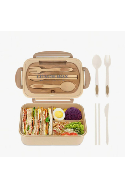 Choice 3 Beige Set bento box for adults, a food container for lunch, equipped...