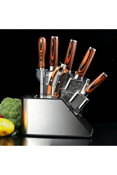 Vitakit Professional Kitchen Knife Set Damascus Pattern High Carbon Steel Sha...