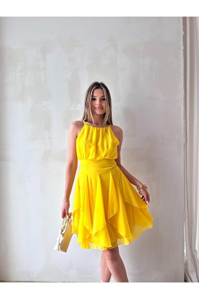 Mooi Butik TAVENS Mini Elbise 2084 - Sarı