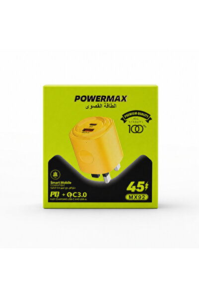 lam3a شاحن سريع 45W POWERMAX - شاحن جداري PD وQC 3.0