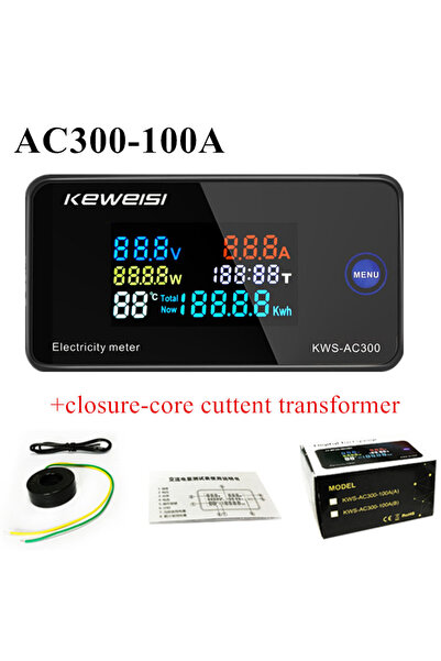 Choice1 KWS-AC300 100A OFF 6 in 1 KWS-AC300 100A Digital Wattmeter AC Ammeter...