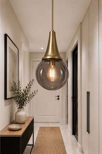 VENON Elora Tekli Sarkıt Camlı Avize ✨ ESKİTME ✨ FÜME GLOP CAMLI ✨ Modern Tek...