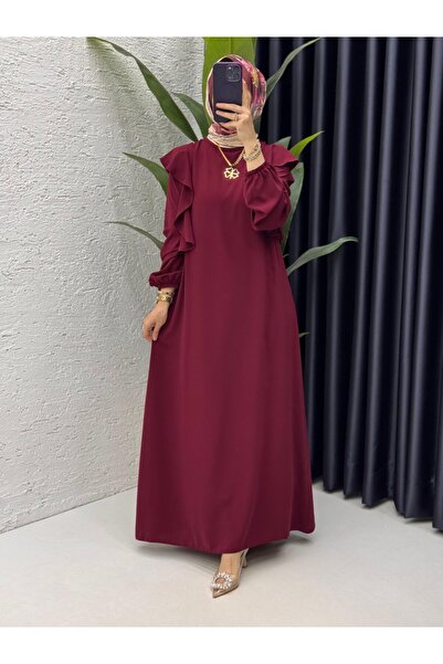 TARZ-I HAS BUTİK Bordo Canan Elbise Tesettür Giyim