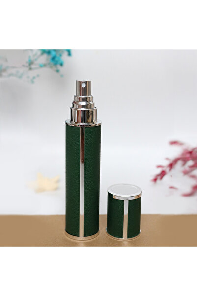 Choice3 زجاجة عطر زجاجية فاخرة مغلفة بالجلد سعة 10 مل، خضراء اللون، محمولة وق...