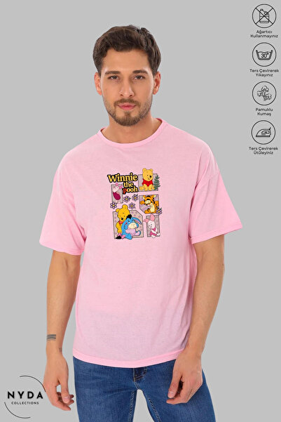 Nyda Collections Unisex Crew Neck Winnie The Pooh εμπριμέ βαμβακερό μπλουζάκι...