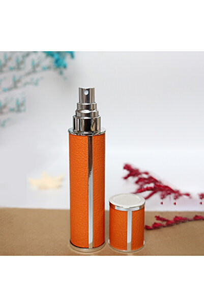 Choice7 زجاجة عطر زجاجية فاخرة مغلفة بالجلد سعة 10 مل، لون برتقالي، محمولة وق...