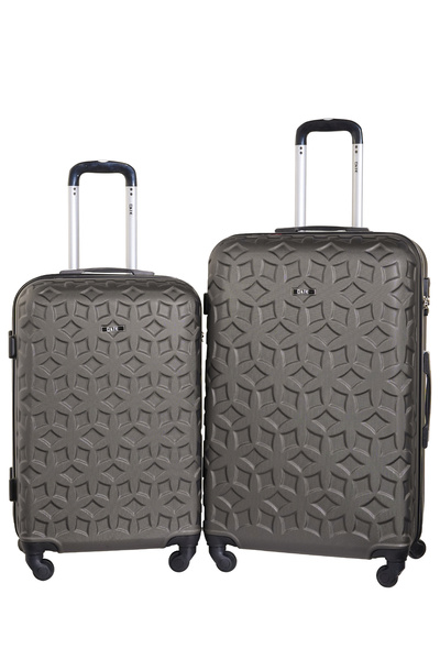 KTMC 2-Piece ABS Luggage Set 24/28 inches Checked Suitcases, KTMC-9191 Dark Grey