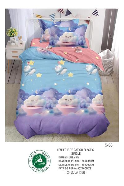 Super Design Finet 4-Piece Duvet Cover Set for Single with Stretchy 140x200 c...