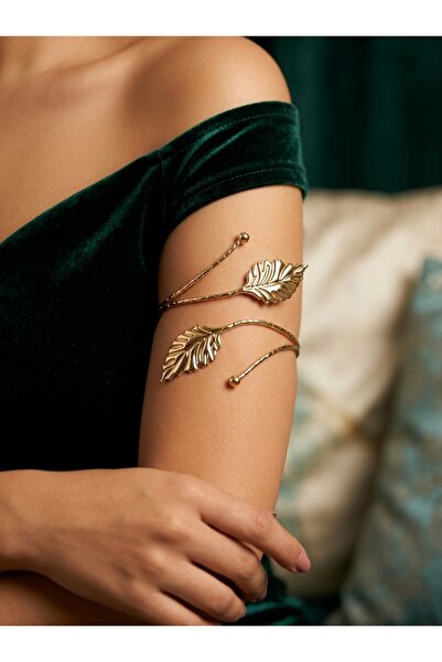 Redhead Şık Kaplamalı Paslanmaz Çelik Yaprak Kol Pazu Bileziği