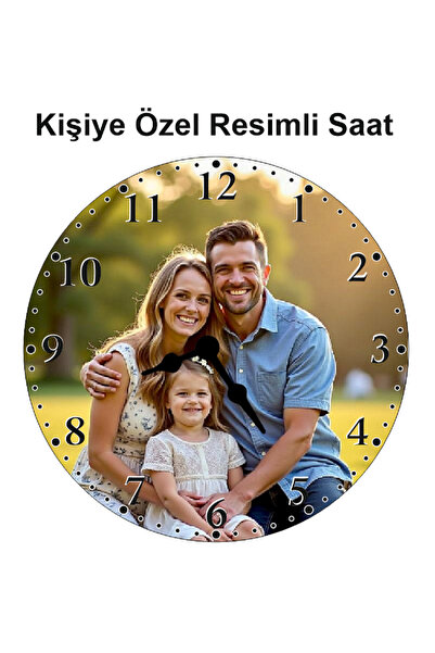 karalar ahşap Kişiye Özel Resimli Duvar Saati-Modern Tasarım 40x40