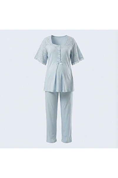 Lady Lingerie Maternity Pajama Set 2 Piece – Short Sleeve Top & Adjustable Wa...