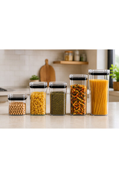 Square Set 5-Piece Supply Container Set BPA Free Storage Container 700 ml + 2x1000 ml + 1400 ml + 2100 ml