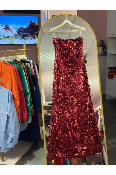 ASLI LUXURY BOUTIQUE Kırmızı palet elbise