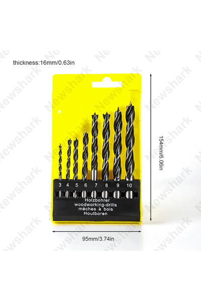 Choice Round Black 8pcs 8-piece Woodworking Bit, 3-10mm Fried Dough Twists Bi...