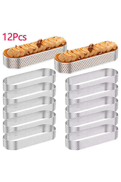 Choice1 12pcs 6/12Pcs Stainless Steel Porous Tart Ring Oval Muffin Tart Rings...