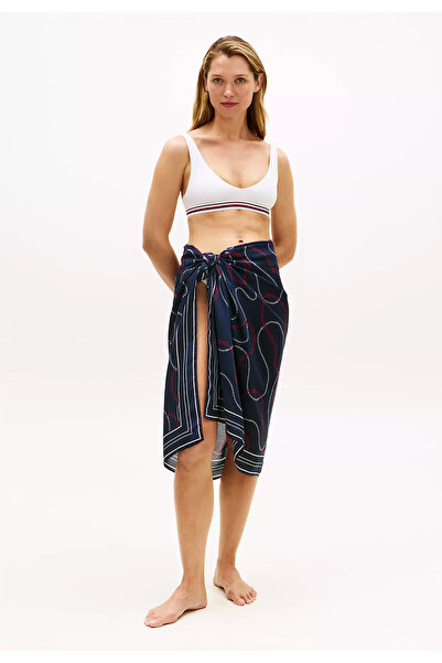 Tommy Hilfiger Women's Patterned Woven Fabric Navy Blue1 Beach Dress